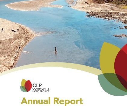 aerial photo of the mouth of the Oknaparinga river at Pt Noarlunga, Text and logo underneath. CLP annual report